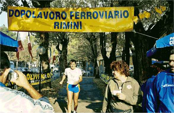  Un partecipante all'arrivo. 