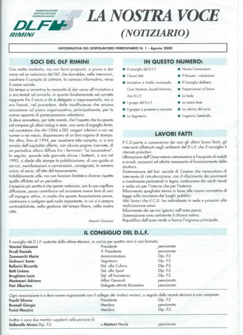  Frontespizio del primo numero della Nostra Voce - anno 2000. 